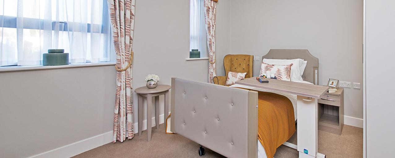 bed in care home room
