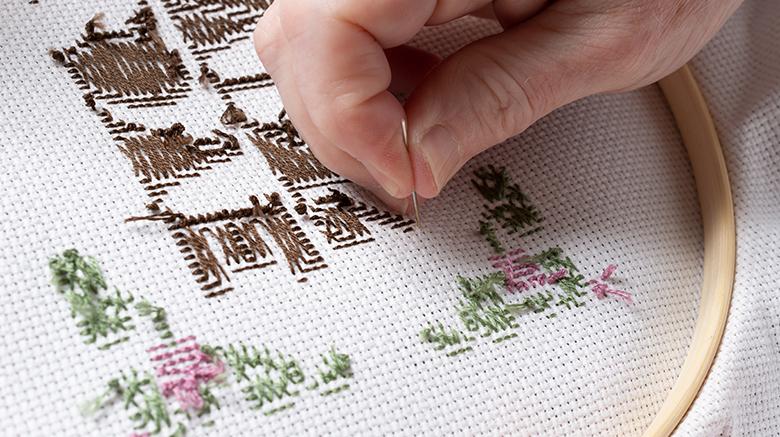 needlepoint stitching activity