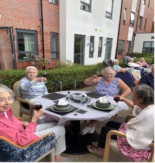 residents at garden party