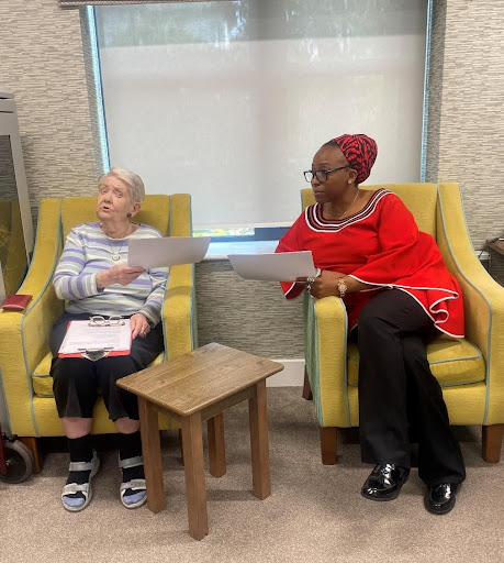 resident sat doing a group interview with our home manager