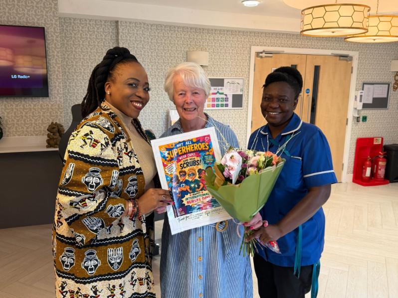 home and nurse with a resident